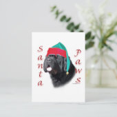 Newfoundland (blk) Santa Paws Feestdagenkaart (Staand voorkant)