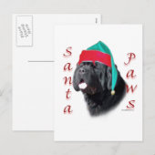Newfoundland (blk) Santa Paws Feestdagenkaart (Voorkant / Achterkant)