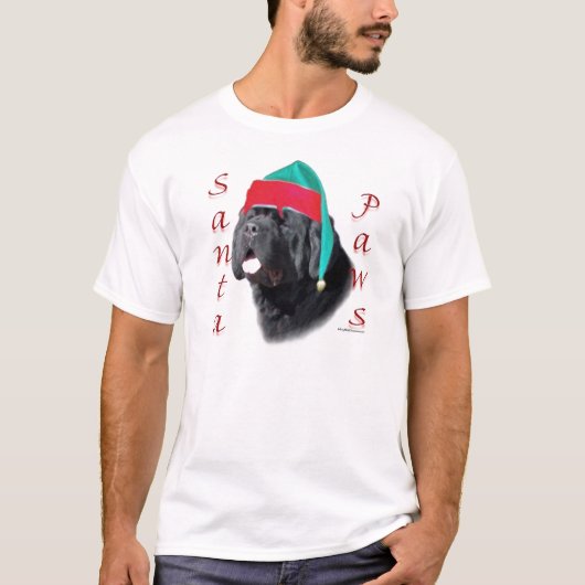 Newfoundland (blk) Santa Paws T-shirt (Voorkant)
