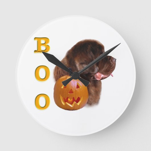 Newfoundland Brown Halloween BOO Ronde Klok (Voorkant)