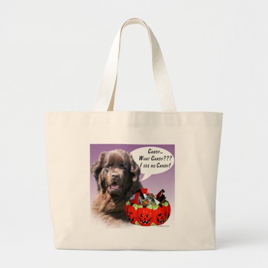 Newfoundland (bruin) Halloween Snoep Grote Tote Bag (Voorkant)