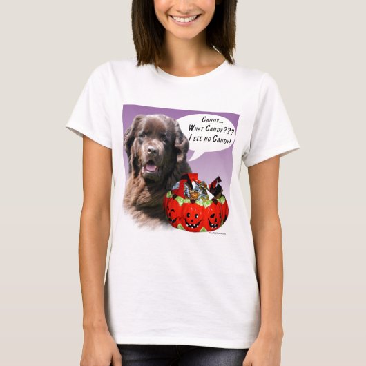 Newfoundland (bruin) Halloween Snoep T-shirt (Voorkant)