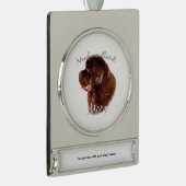 Newfoundland (bruin) mam 2 verzilverd banner ornament (Rechts)
