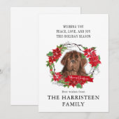 Newfoundland bruine Waterverf Poinsettia Kerst Feestdagenkaart (Voorkant / Achterkant)