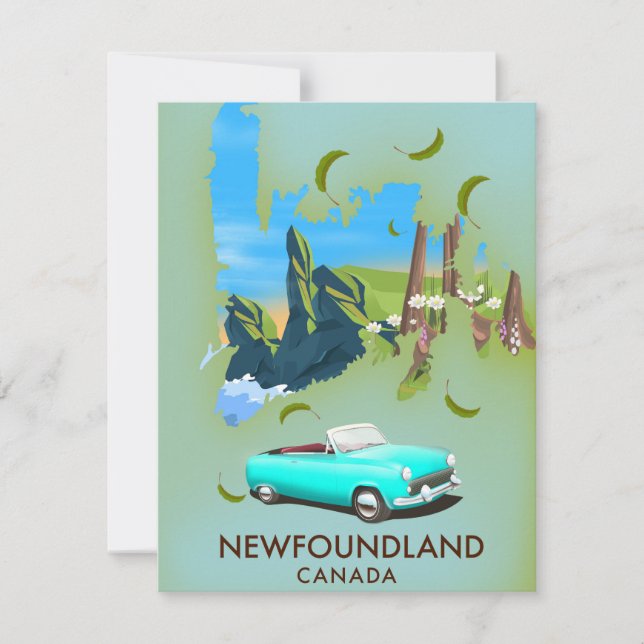 Newfoundland Canada kaart reisposter (Voorkant)