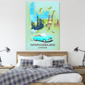Newfoundland Canada kaart reisposter Canvas Afdruk (Insitu (Slaapkamer))