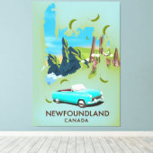 Newfoundland Canada kaart reisposter Canvas Afdruk (Insitu (Houten vloer))