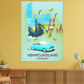 Newfoundland Canada kaart reisposter Canvas Afdruk (Insitu (Woonkamer))