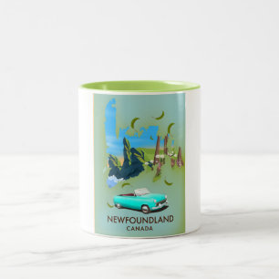 Newfoundland Canada kaart reisposter Tweekleurige Koffiemok