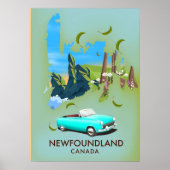Newfoundland Canada kaartreis Poster (Voorkant)