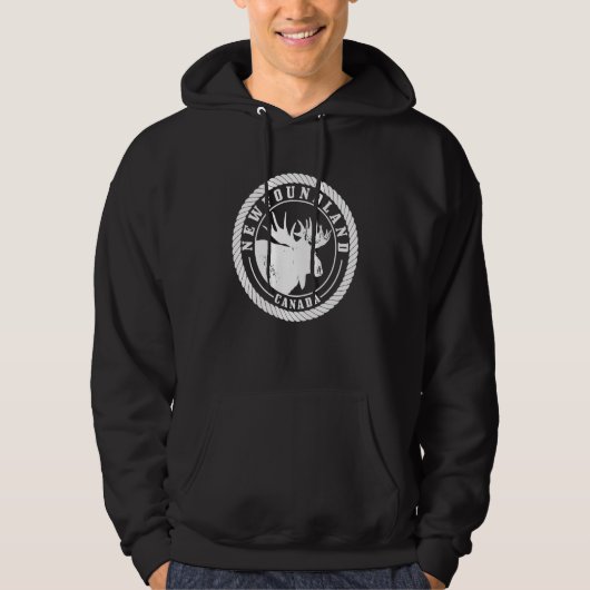 Newfoundland Canada Moose Vintage Hiking Nature Ca Hoodie (Voorkant)