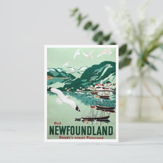 Newfoundland, Canada, Retro Travel Briefkaart (Staand voorkant)