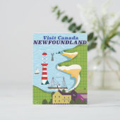 Newfoundland Canadese vintage reisposter Briefkaart (Staand voorkant)