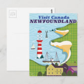 Newfoundland Canadese vintage reisposter Briefkaart (Voorkant / Achterkant)