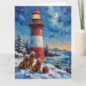 Newfoundland Christmas Lighthouse Holiday Kaart (Voorkant)