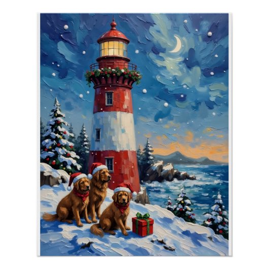 Newfoundland Christmas Lighthouse Holiday Perfect Poster (Voorkant)