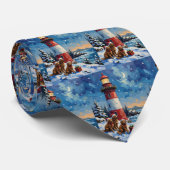 Newfoundland Christmas Lighthouse Holiday Stropdas (Opgerold)