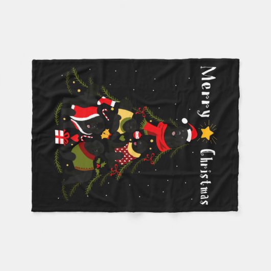 Newfoundland Christmas Tree Xmas Dog Lover  Fleece Deken (Voorkant (Horizontaal))