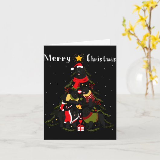 Newfoundland Christmas Tree Xmas Dog Lover Kaart (Gele Bloem)