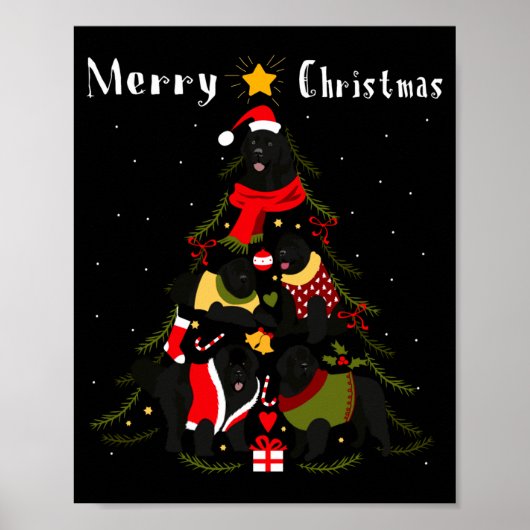 Newfoundland Christmas Tree Xmas Dog Lover  Poster (Voorkant)