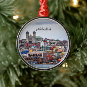 Newfoundland, cityscape-foto; metalen ornament