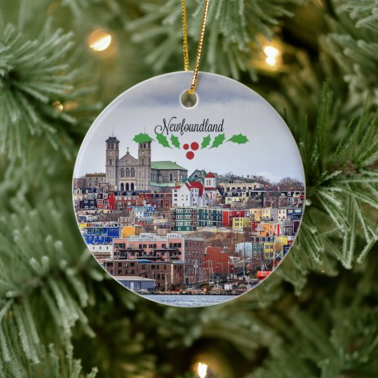 Newfoundland, cityscape met kerstheilige keramisch ornament (Boom)