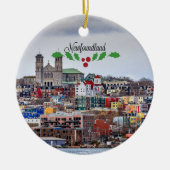 Newfoundland, cityscape met kerstheilige keramisch ornament (Voorkant)