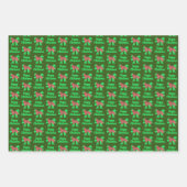 Newfoundland Cute Kerstmis Dog & Bow 3 Color Inpakpapier Vel (Voorkant 3)