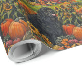 Newfoundland Dog Autumn Harvest Thanksgiving Cadeaupapier (Rol Hoek)