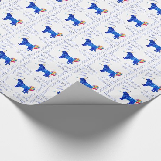 Newfoundland Dog Birthday Cadeaupapier (Hoek)