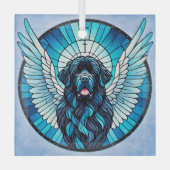 Newfoundland Dog Blue Angel Memorial Suncatcher Glas Ornament (Voorkant)