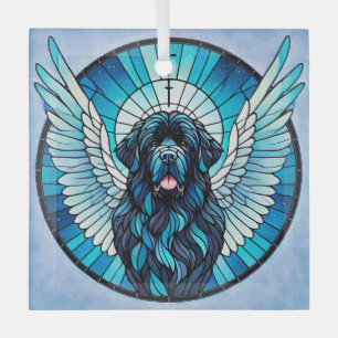 Newfoundland Dog Blue Angel Memorial Suncatcher Glas Ornament