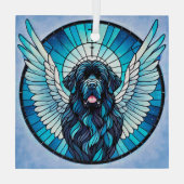 Newfoundland Dog Blue Angel Memorial Suncatcher Glas Ornament (Achterkant)