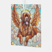 Newfoundland Dog Brown Angel Suncatcher Glas Ornament (Voorkant links)