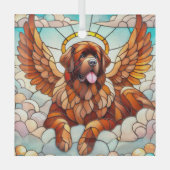 Newfoundland Dog Brown Angel Suncatcher Glas Ornament (Voorkant)