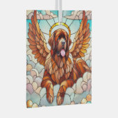 Newfoundland Dog Brown Angel Suncatcher Glas Ornament (Voorkant Rechts)