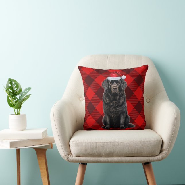 Newfoundland Dog Buffalo Plaid Kerstvakantie Kussen (Stoel)