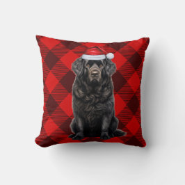 Newfoundland Dog Buffalo Plaid Kerstvakantie Kussen