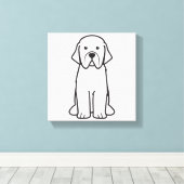 Newfoundland Dog Cartoon Canvas Afdruk (Insitu (Houten vloer))