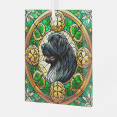 Newfoundland Dog Celtic Glass Ornament Suncatcher (Voorkant links)