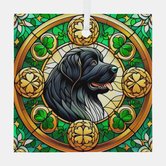 Newfoundland Dog Celtic Glass Ornament Suncatcher (Achterkant)