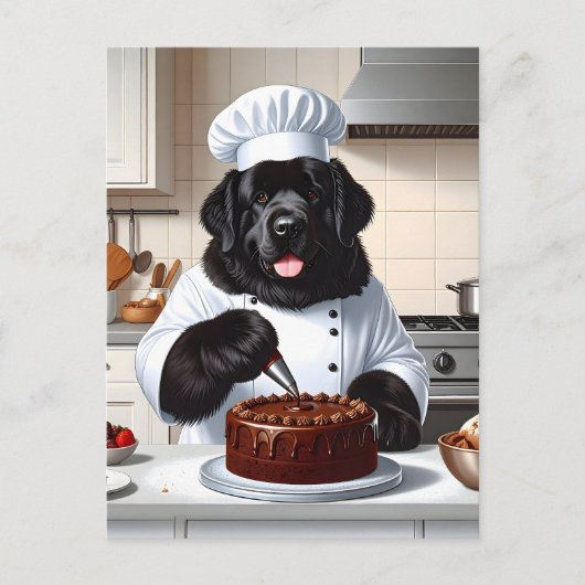 Newfoundland Dog Chef Icing Cake Briefkaart (Voorkant)