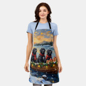 Newfoundland Dog Christmas Boat Holiday Schort (Gedragen)