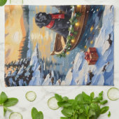 Newfoundland Dog Christmas Boat Holiday Theedoek (Gevouwen)