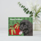 Newfoundland Dog Christmas Holiday Briefkaart (Staand voorkant)