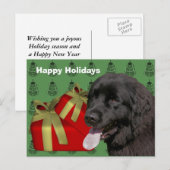 Newfoundland Dog Christmas Holiday Briefkaart (Voorkant / Achterkant)
