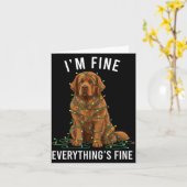 Newfoundland Dog Christmas I'm Fine Everything Is Kaart (Gele Bloem)