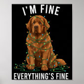 Newfoundland Dog Christmas I'm Fine Everything Is Poster (Voorkant)