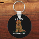 Newfoundland Dog Christmas I'm Fine Everything Is Sleutelhanger (Voorkant)