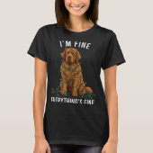Newfoundland Dog Christmas I'm Fine Everything Is T-shirt (Voorkant)